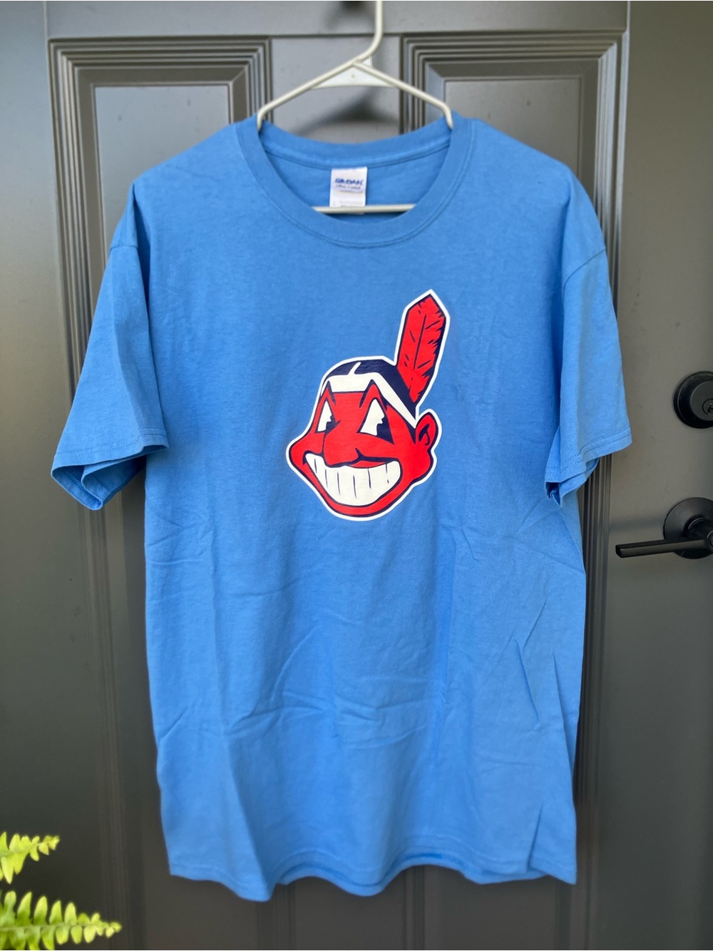Vintage Cleveland Indians Chief Wahoo T-Shirt L Blue Port & Company Graphic T